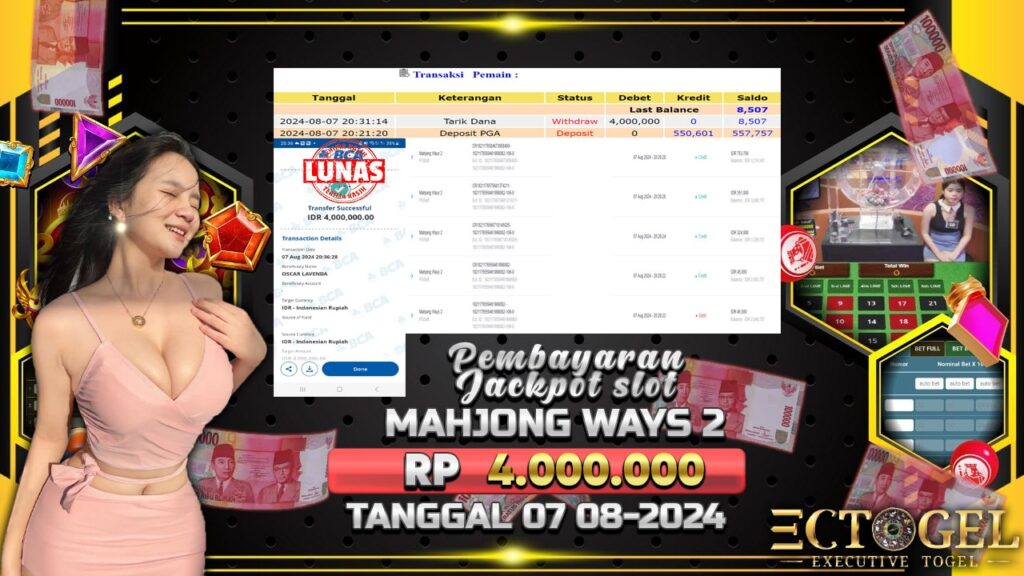 BUKTI JACKPOT SLOT MAHJONG WAYS 2  TERPERCAYA DI INDONESIA TGL 07-08-2024