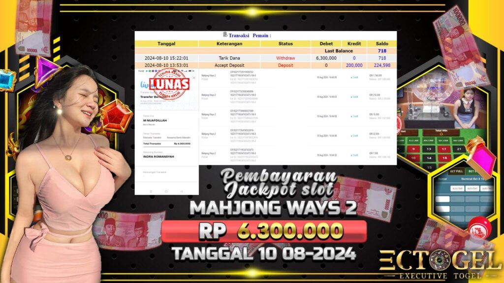 BUKTI JACKPOT SLOT MAHJONG WAYS 2 TERPERCAYA DI INDONESIA TGL 10-08-2024