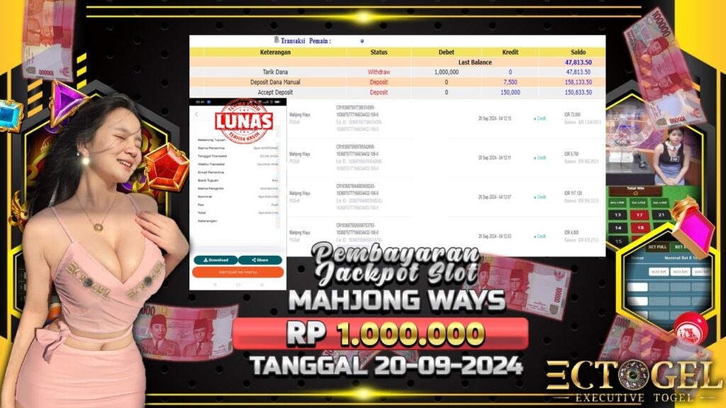 BUKTI JACKPOT SLOT MAHJONG WAYS TERPERCAYA DI INDONESIA TGL 20-09-2024