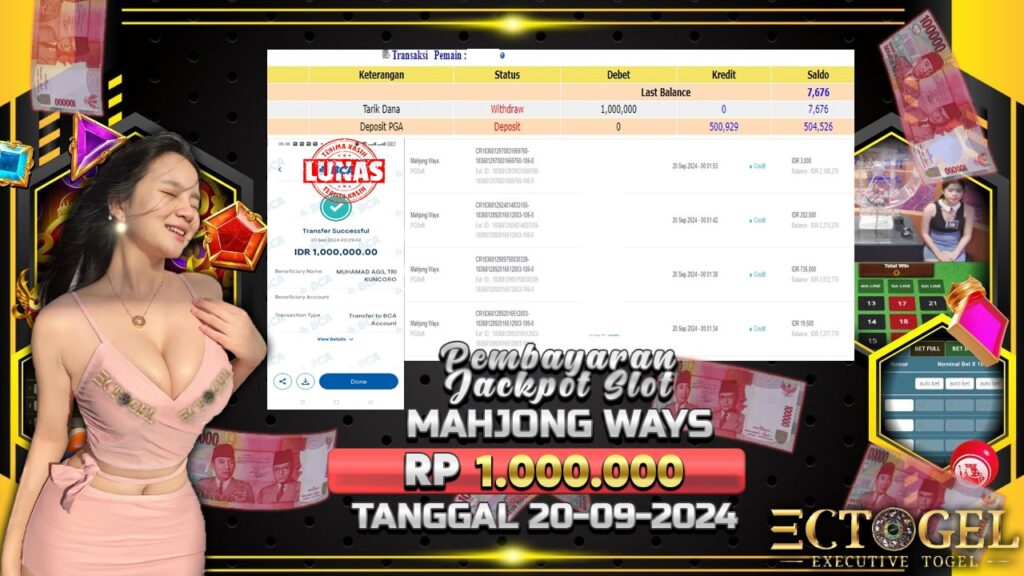 BUKTI JACKPOT SLOT MAHJONG WAYS TERPERCAYA DI INDONESIA TGL 20-09-2024