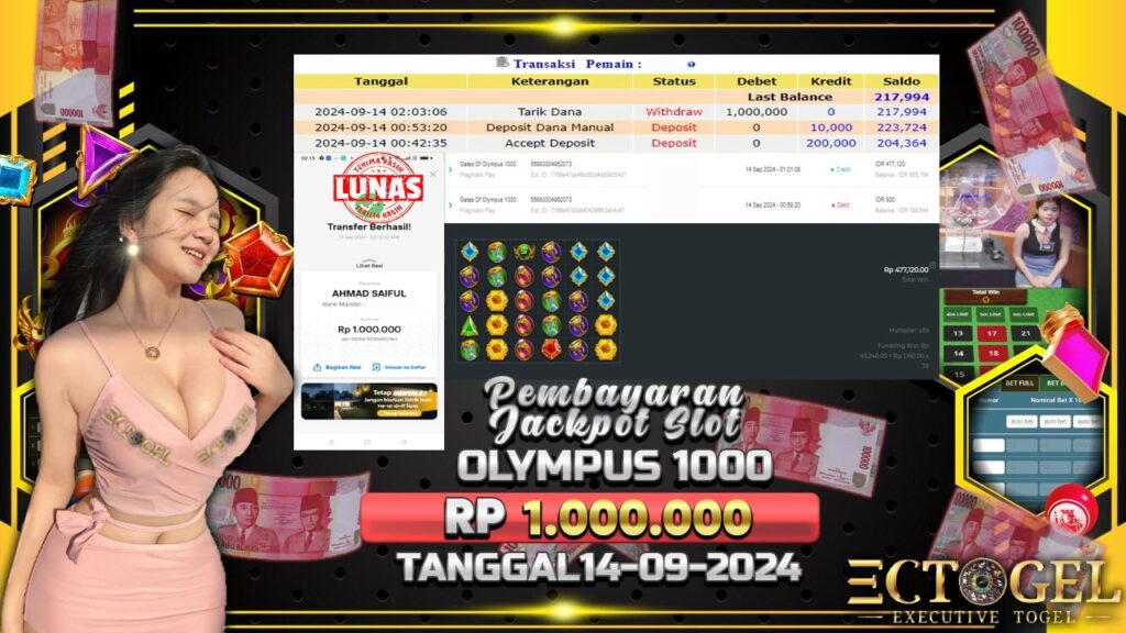 BUKTI JACKPOT SLOT GATES OF OLYMPUS 1000 TERPERCAYA DI INDONESIA TGL 14-09-2024