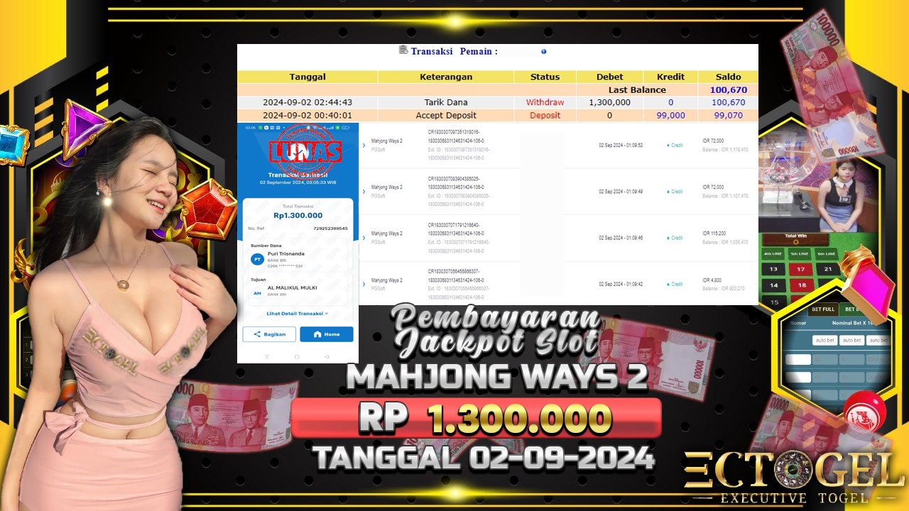 BUKTI JACKPOT SLOT MAHJONG WAYS 2 TERPERCAYA DI INDONESIA TGL 02-09-2024