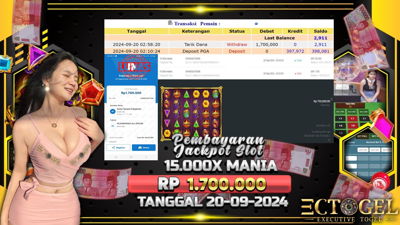 BUKTI JACKPOT SLOT 15.000X MANIA TERPERCAYA DI INDONESIA TGL 20-09-2024