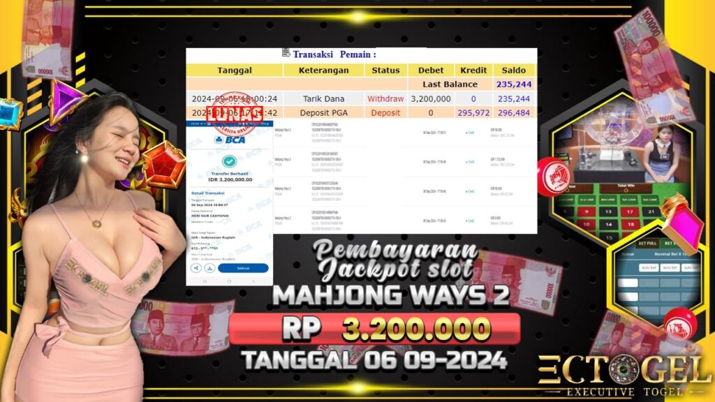 BUKTI JACKPOT SLOT MAHJONG WAYS 2 TERPERCAYA DI INDONESIA TGL 06-09-2024