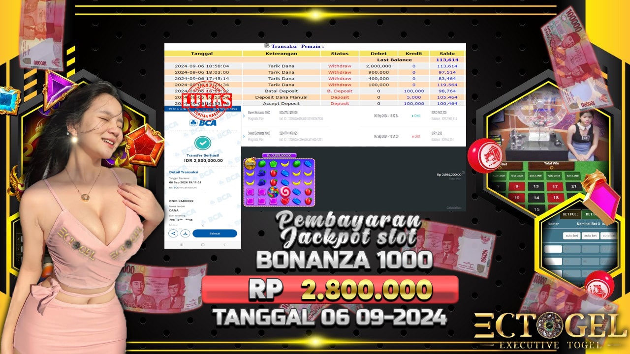 BUKTI JACKPOT SLOT SWEET BONANZA 1000 TERPERCAYA DI INDONESIA TGL 06-09-2024