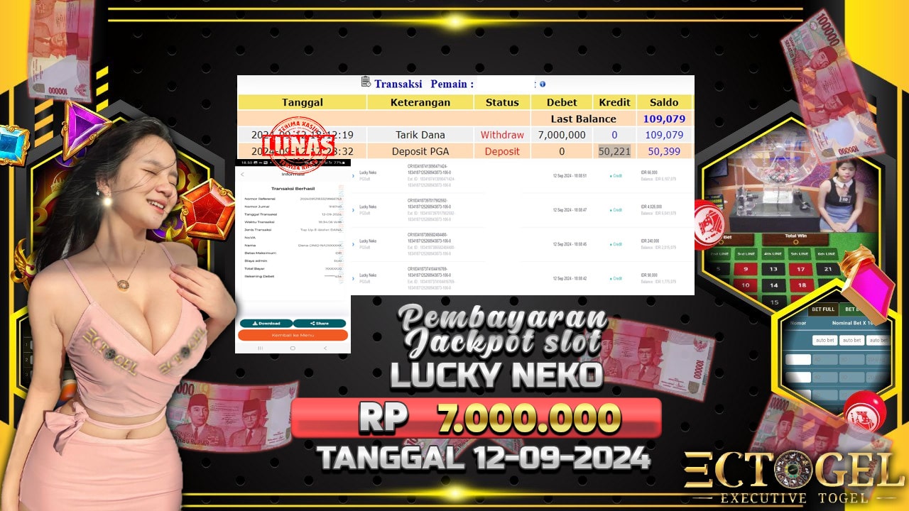 BUKTI JACKPOT SLOT LUCKY NEKO TERPERCAYA DI INDONESIA TGL 12-09-2024