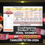 BUKTI JACKPOT TOGEL ONLINE POOL SYDNEY TERPERCAYA DI INDONESIA TGL 01-09-2024