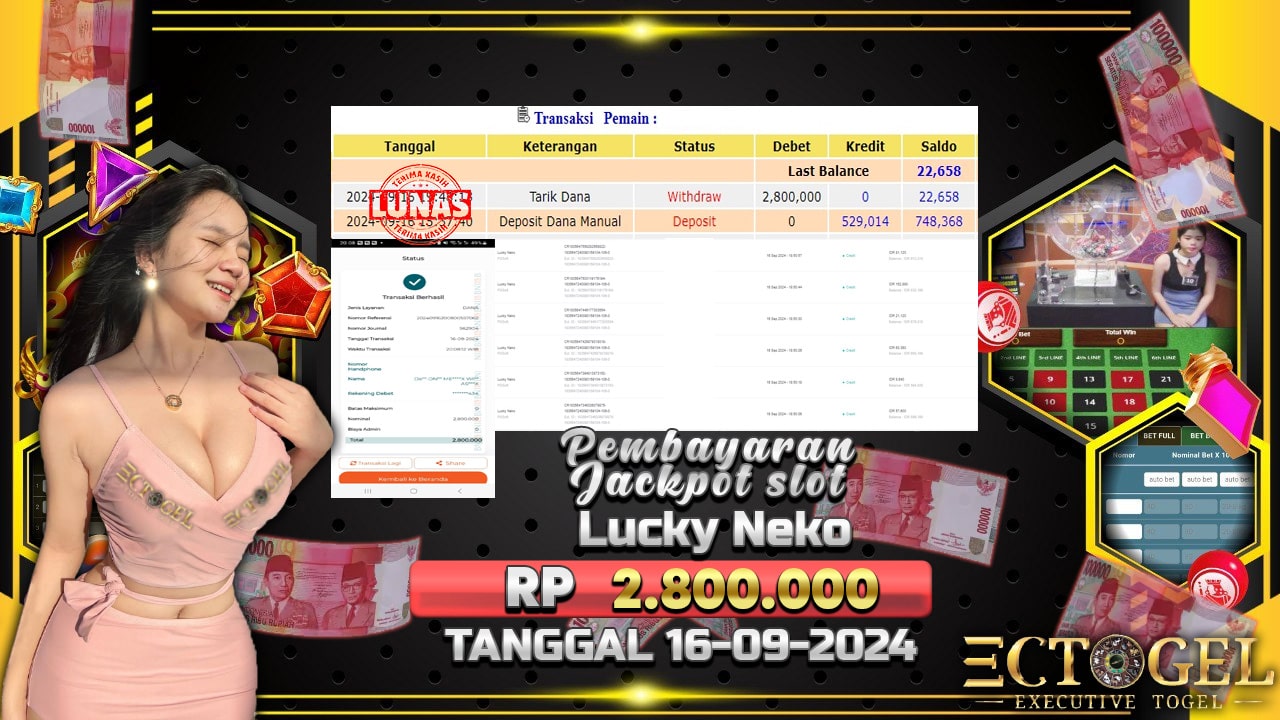 BUKTI JACKPOT SLOT LUCKY NEKO TERPERCAYA DI INDONESIA TGL 16-09-2024