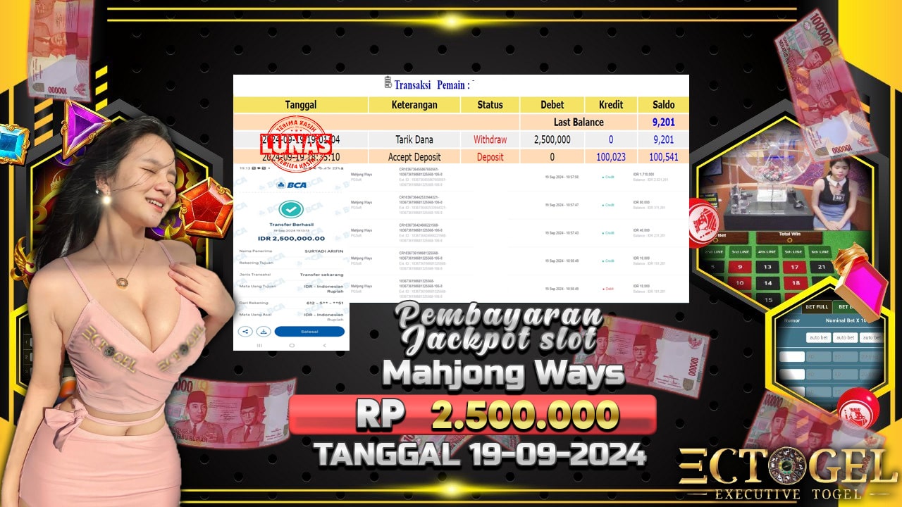 BUKTI JACKPOT SLOT MAHJONG WAYS TERPERCAYA DI INDONESIA TGL 19-09-2024