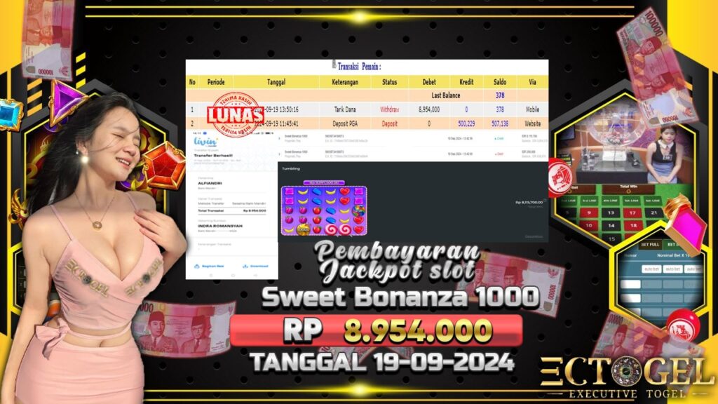 BUKTI JACKPOT SLOT SWEET BONANZA 1000 TERPERCAYA DI INDONESIA TGL 19-09-2024