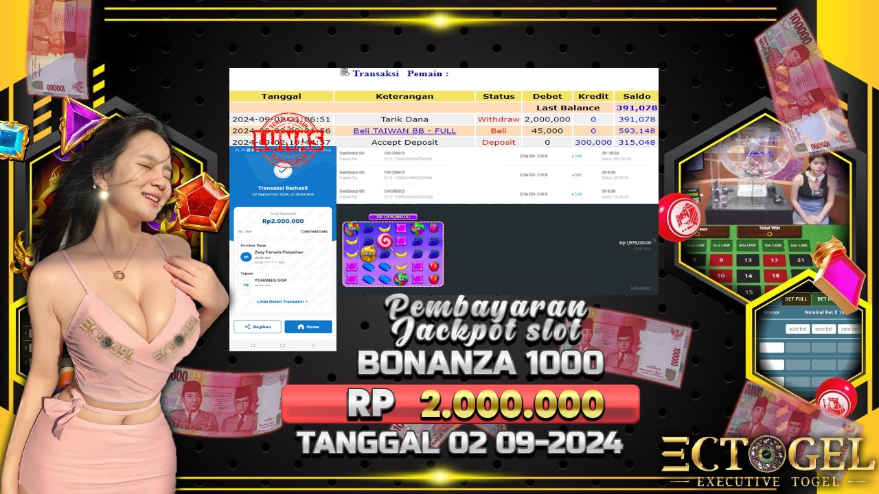 BUKTI JACKPOT SLOT SWEET BONANZA 1000 TERPERCAYA DI INDONESIA TGL 02-09-2024